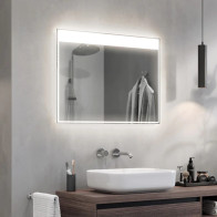 miroir rectangulaire light+ sur mesure avec cadre lumineux et large bande supérieure