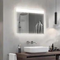 miroir rectangulaire light+ sur mesure avec cadre lumineux et large bande supérieure