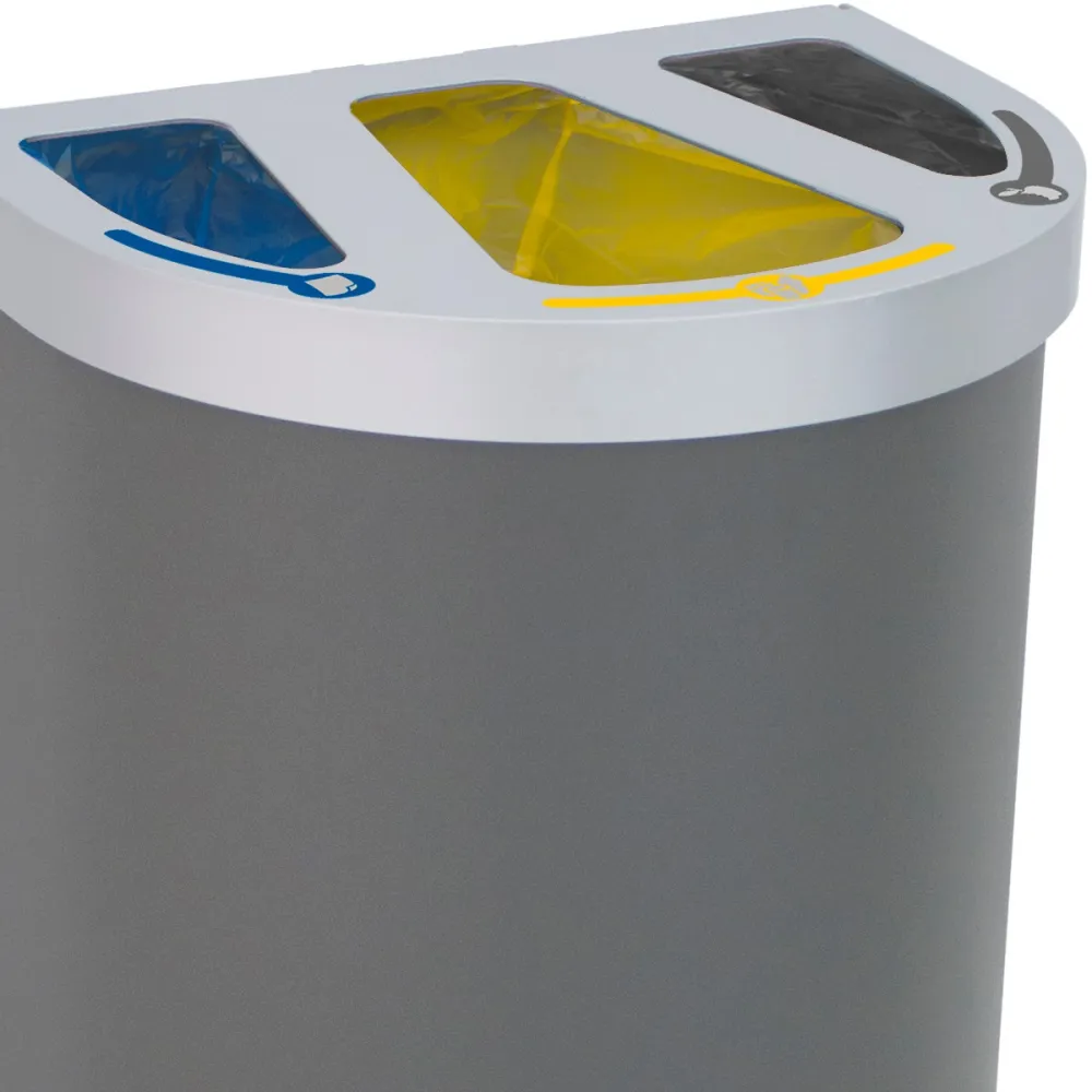 Corbeille Nice multi-flux 65 litres 3 zones de recyclage