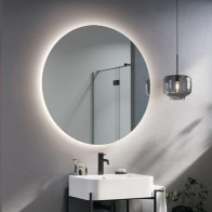 miroir rond avec rétro-éclairage intégré pour ambiance lumineuse