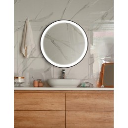 miroir rond LED avec lumière entourante et cadre couleur