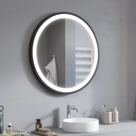 miroir rond LED avec lumière entourante et cadre couleur