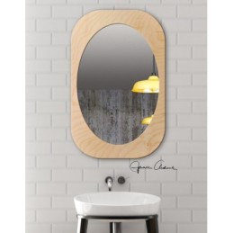miroir ovale dans cadre bois naturel elipse rectangulaire