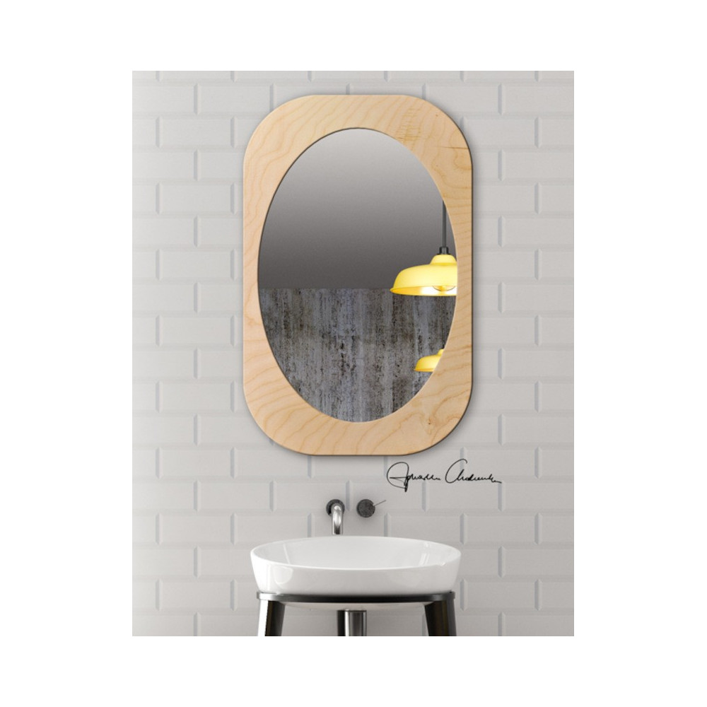 miroir ovale dans cadre bois naturel elipse rectangulaire