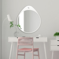miroir rond oslo blanc avec déformation supérieure unique