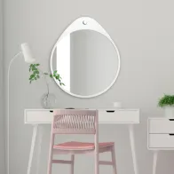 miroir rond oslo blanc avec déformation supérieure unique