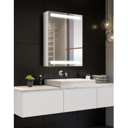 meuble de salle de bains avec miroir led intégrée pour rangement
