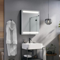 meuble de salle de bains avec miroir led intégrée pour rangement
