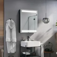 meuble de salle de bains avec miroir led intégrée pour rangement