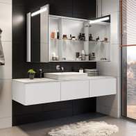 armoire miroir avec bandes lumineuses