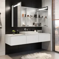 armoire miroir avec bandes lumineuses