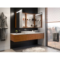 armoire miroir avec deux bandes LED sur les portes miroir