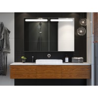 armoire miroir avec bandes lumineuses et 4 portes