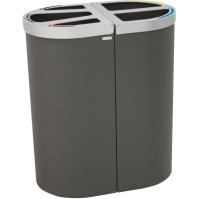 Corbeille Nice multi-flux 95 litres 3 zones de recyclage