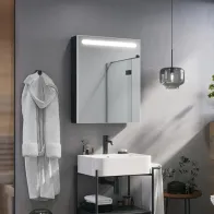 armoire de salle de bain sur mesure porte ouverte à droite