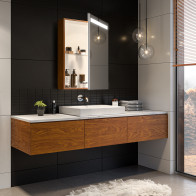 meuble de toilette armoire miroir led sur mesure basique