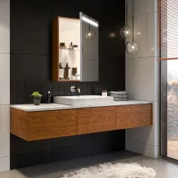 meuble de toilette armoire miroir led sur mesure basique