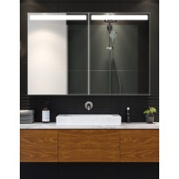 meuble de toilette multi-caisson avec miroir led intégré