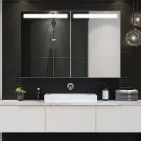 armoire multi-caisson miroir LED pour rangement élégant éclairé