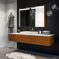 armoire multi-caisson miroir led pour positionnement murale