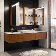 armoire multi-caisson miroir LED dimensions 180x180 cm