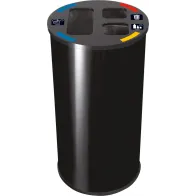 corbeille tri sélectif 2 bacs noir ronde pratique