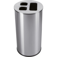 poubelle tri-sélectif inox avec 3 bacs intérieurs inclus