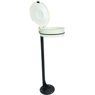 support-sac poubelle blanc sur poteau gris stable