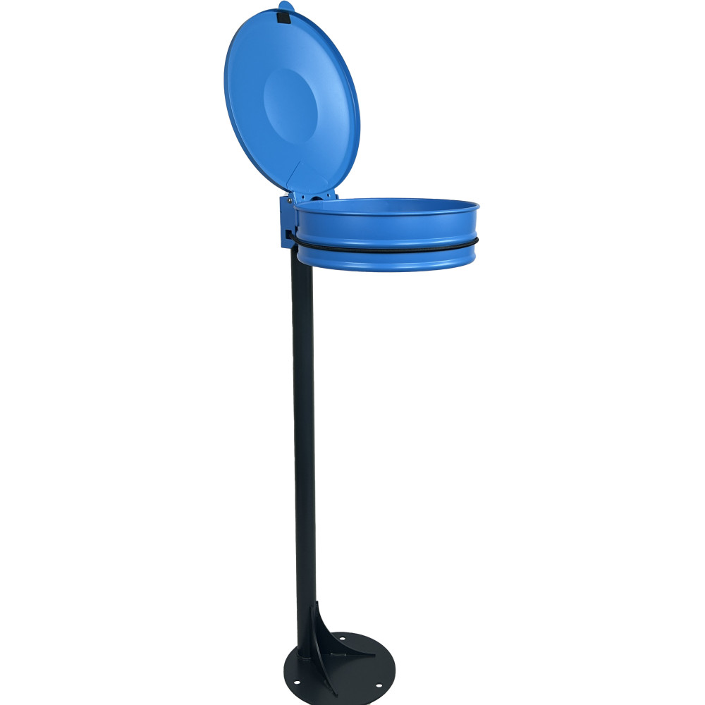 poubelle Vigipirate bleue à couvercle arceau pratique poubelle Vigipirate bleue à couvercle arceau pratique