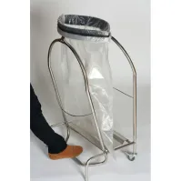 porte-sac à pince inox 110l 2 roues haccp compatible