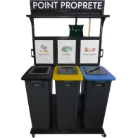 équipement mobile Point 5S pour ateliers propres avec 3 bacs déchets