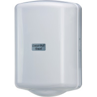 Distributeur robuste en plastique pour bobines d'essuyage central.