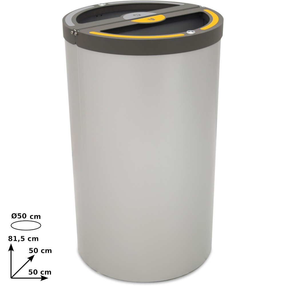 Poubelle Madrid ronde 2 flux 120 litres support de sac