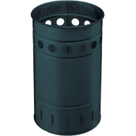 Corbeille ronde acier zingué gris 35L robuste et élégante.