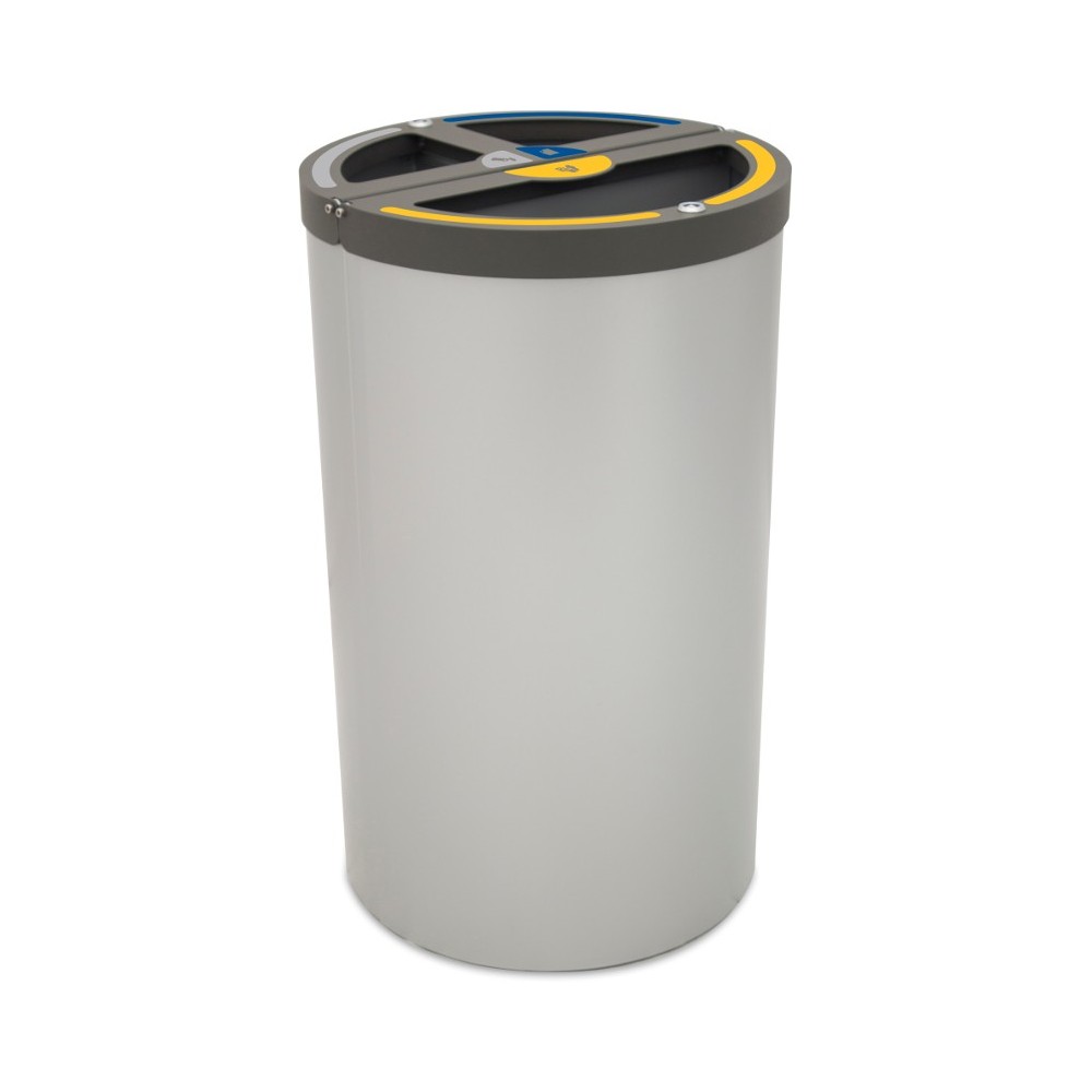 Poubelle Madrid ronde 3 flux 120 litres support de sac Poubelle Madrid ronde 3 flux 120 litres support de sac