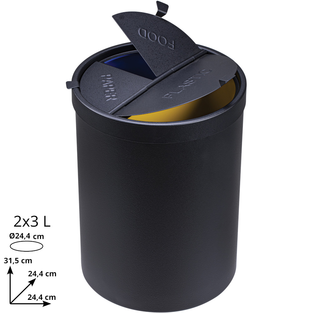 Petite poubelle triple flux de bureau couvercle Petite poubelle triple flux de bureau couvercle
