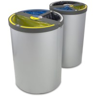 Poubelle Madrid ronde 3 flux 120 litres support de sac