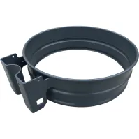 Support sac-poubelle acier gris manganèse résistant corrosion.