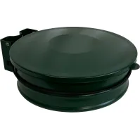 Support mural sac-poubelle vert avec couvercle intégré.