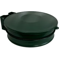 Support mural sac-poubelle vert avec couvercle intégré.