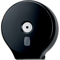 Distributeur noir élégant pour rouleau de papier toilette.