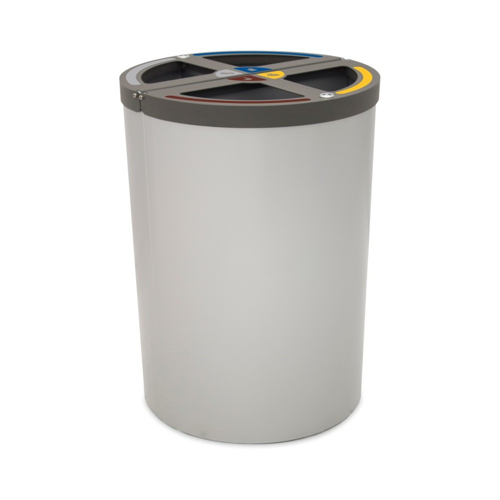 Poubelle Madrid ronde 4 flux 180 litres support de sac Poubelle Madrid ronde 4 flux 180 litres support de sac