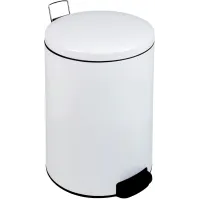 Poubelle blanche à pédale, 12L, design épuré, pratique