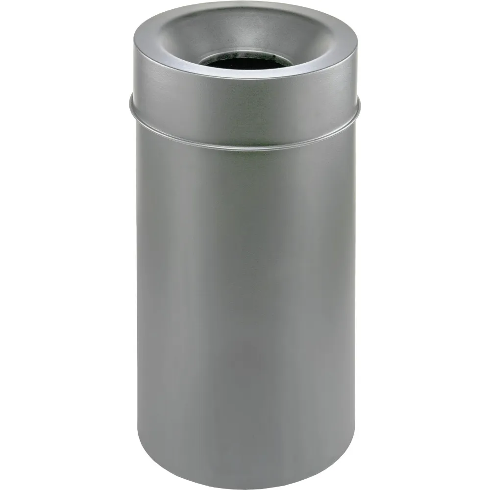 Corbeille murale grise sécurisée anti-feu ronde Corbeille murale grise sécurisée anti-feu ronde