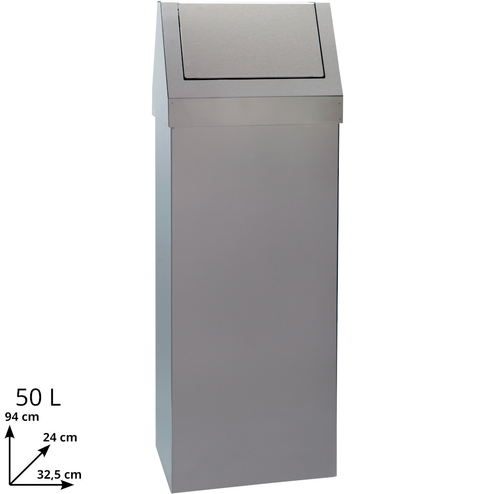 Poubelle inox 50L avec trappe basculante pratique