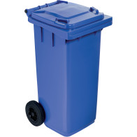 Poubelle bleue 120L à roulettes robuste et pratique