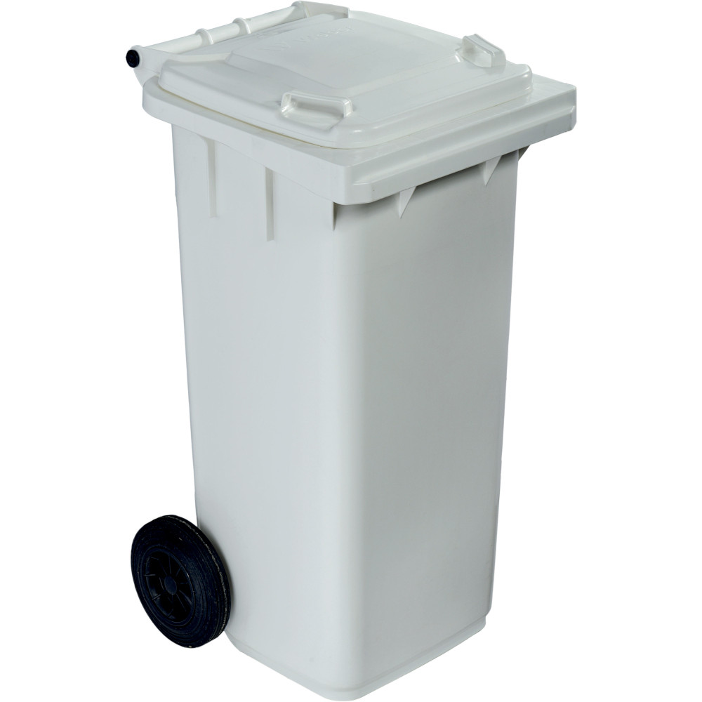 Poubelle blanche à roulette grande capacité 120L Poubelle blanche à roulette grande capacité 120L