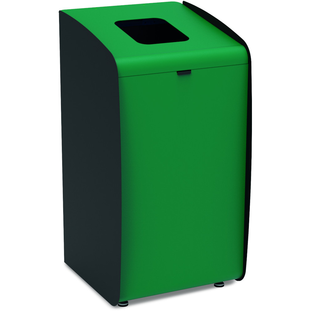 Borne à déchets verte modulaire pour tri écologique.