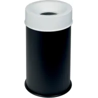 Poubelle antifeu 50L noire couvercle blanc sécurisée.