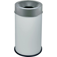 Poubelle antifeu blanche 50L couvercle inox sécurisé